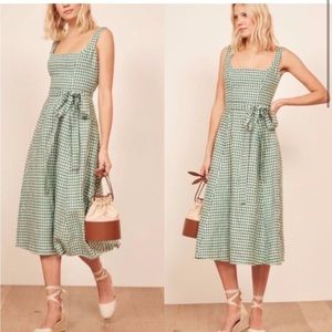 NWOT Reformation Garten Green Gingham Wrap Dress